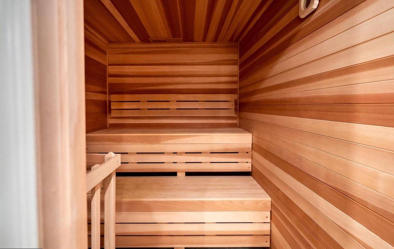 Interior of a cedar sauna